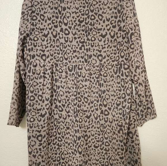 Loft Outlet Animal Print Dress Long Sleeve  Black Tan Leopard Cheetah size SP - Picture 6 of 8
